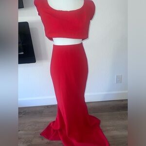 Red top and skirt set